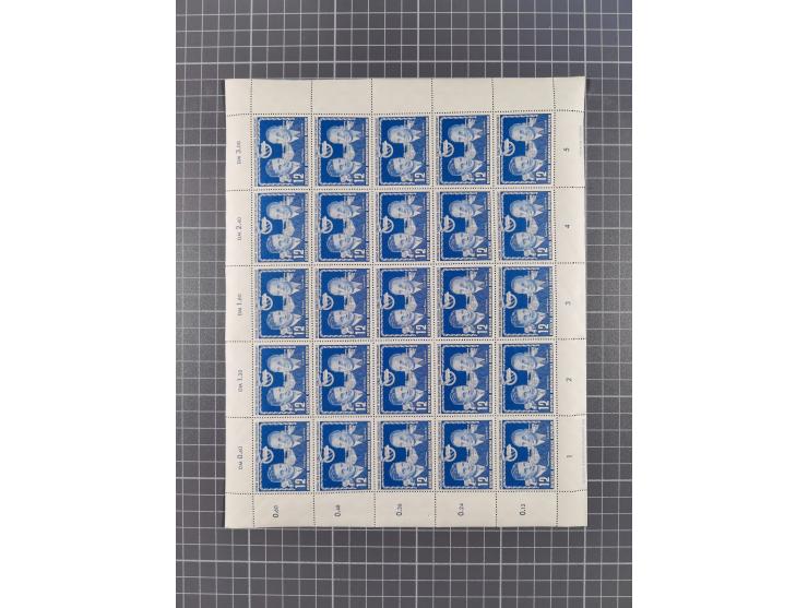 1949/53, postfrische Partie, fast ausschließlich in Bogen teilen und Bogen, dabei Bach (50), Köpfe II (ca. 10), etc.