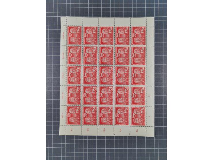 1949/53, postfrische Partie, fast ausschließlich in Bogen teilen und Bogen, dabei Bach (50), Köpfe II (ca. 10), etc.