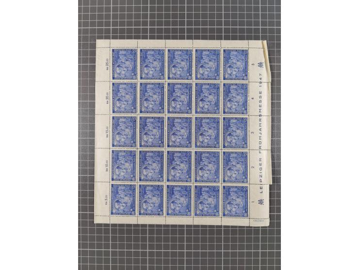 1949/53, postfrische Partie, fast ausschließlich in Bogen teilen und Bogen, dabei Bach (50), Köpfe II (ca. 10), etc.