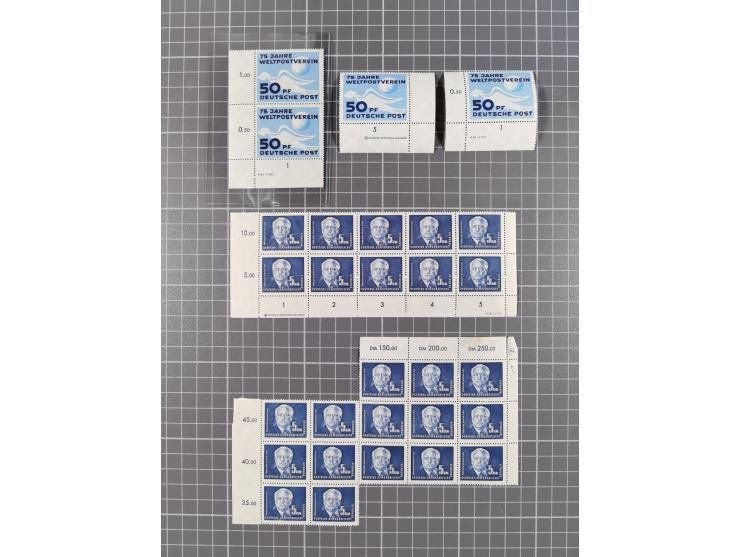 1949/53, postfrische Partie, fast ausschließlich in Bogen teilen und Bogen, dabei Bach (50), Köpfe II (ca. 10), etc.