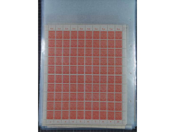 1945/46, postfrische Partie Bogen, in den Hauptnummern fast komplett, dabei 2 Bogen Mi. 72