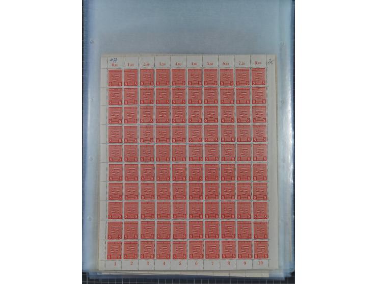 1945/46, postfrische Partie Bogen, in den Hauptnummern fast komplett, dabei 2 Bogen Mi. 72