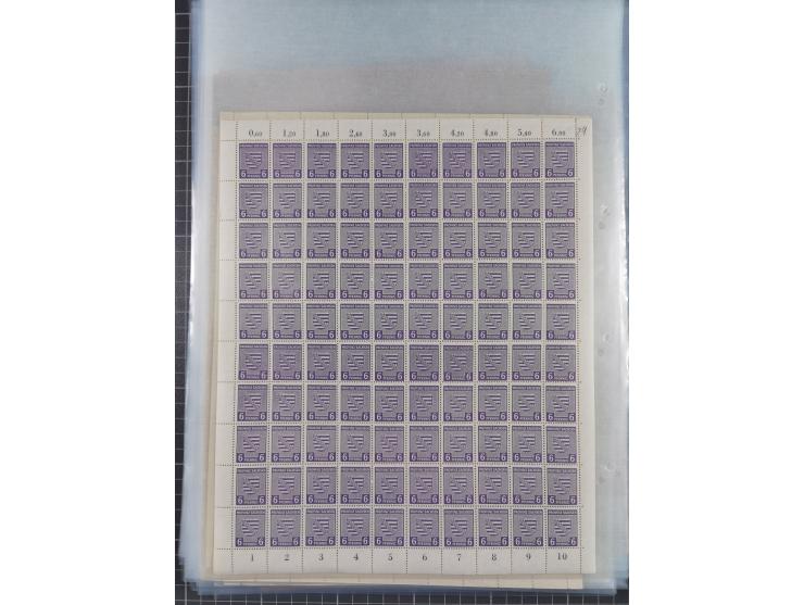 1945/46, postfrische Partie Bogen, in den Hauptnummern fast komplett, dabei 2 Bogen Mi. 72