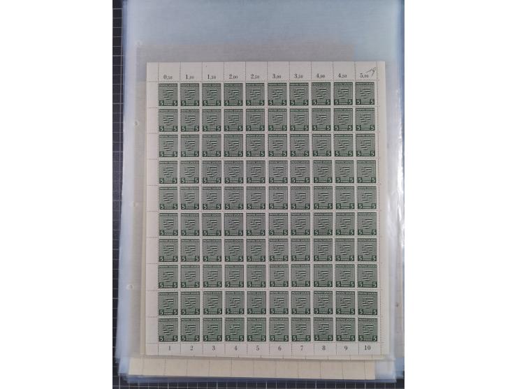 1945/46, postfrische Partie Bogen, in den Hauptnummern fast komplett, dabei 2 Bogen Mi. 72