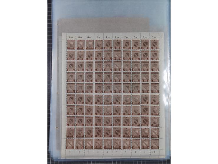 1945/46, postfrische Partie Bogen, in den Hauptnummern fast komplett, dabei 2 Bogen Mi. 72