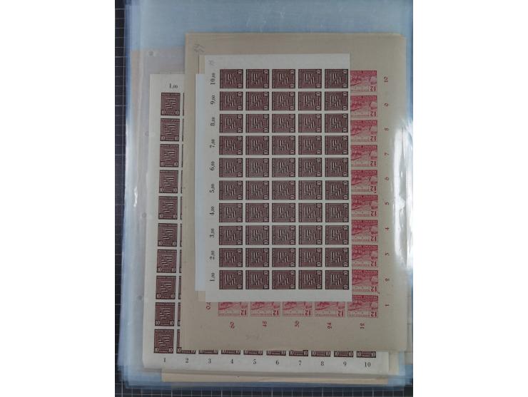 1945/46, postfrische Partie Bogen, in den Hauptnummern fast komplett, dabei 2 Bogen Mi. 72