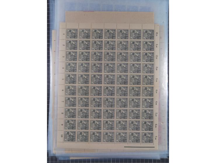 1945/46, postfrische Partie Bogen, in den Hauptnummern fast komplett, dabei 2 Bogen Mi. 72