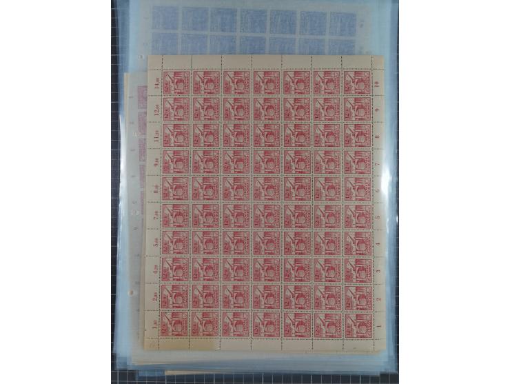 1945/46, postfrische Partie Bogen, in den Hauptnummern fast komplett, dabei 2 Bogen Mi. 72