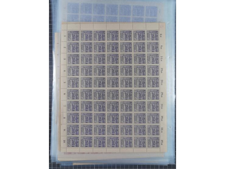 1945/46, postfrische Partie Bogen, in den Hauptnummern fast komplett, dabei 2 Bogen Mi. 72