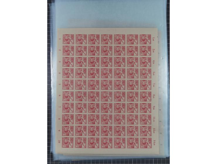 1945/46, postfrische Partie Bogen, in den Hauptnummern fast komplett, dabei 2 Bogen Mi. 72