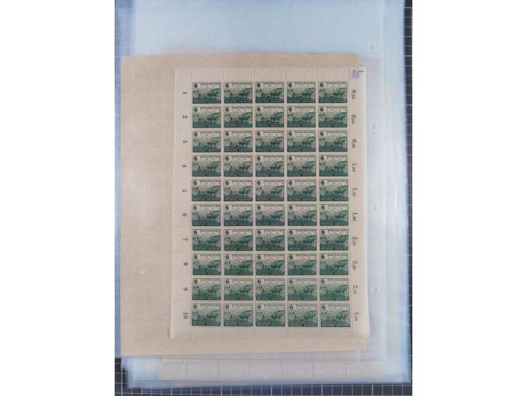 1945/46, postfrische Partie Bogen, in den Hauptnummern fast komplett, dabei 2 Bogen Mi. 72
