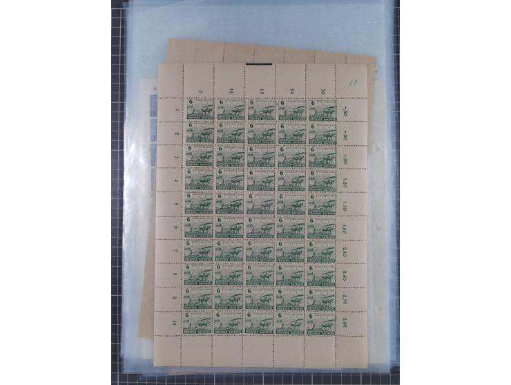 1945/46, postfrische Partie Bogen, in den Hauptnummern fast komplett, dabei 2 Bogen Mi. 72