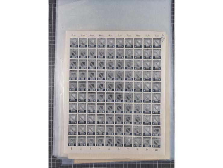 1945/46, postfrische Partie Bogen, in den Hauptnummern fast komplett, dabei 2 Bogen Mi. 72