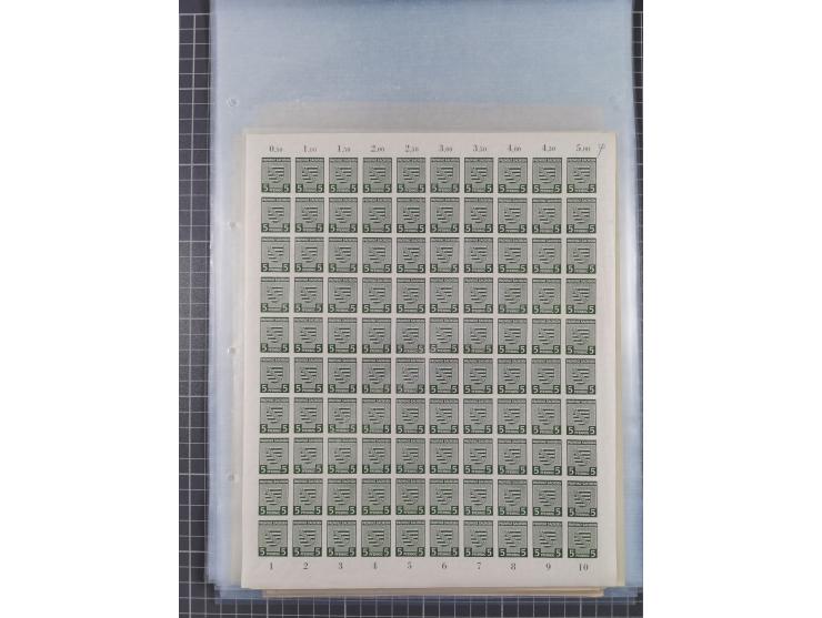 1945/46, postfrische Partie Bogen, in den Hauptnummern fast komplett, dabei 2 Bogen Mi. 72