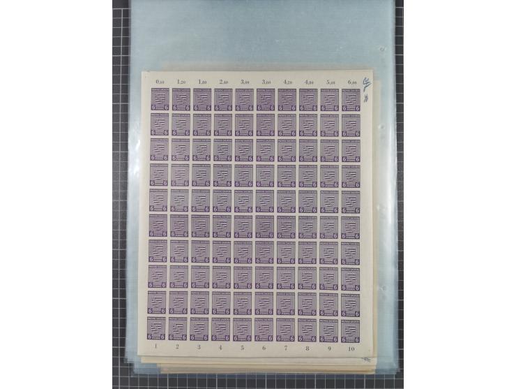 1945/46, postfrische Partie Bogen, in den Hauptnummern fast komplett, dabei 2 Bogen Mi. 72