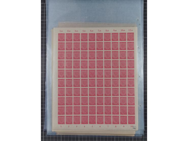 1945/46, postfrische Partie Bogen, in den Hauptnummern fast komplett, dabei 2 Bogen Mi. 72