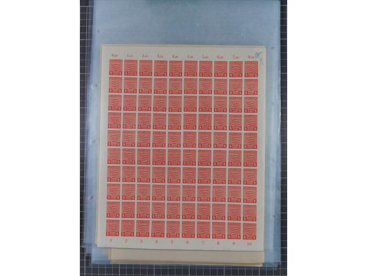 1945/46, postfrische Partie Bogen, in den Hauptnummern fast komplett, dabei 2 Bogen Mi. 72