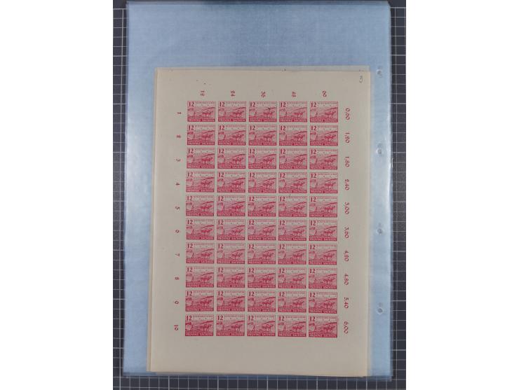 1945/46, postfrische Partie Bogen, in den Hauptnummern fast komplett, dabei 2 Bogen Mi. 72