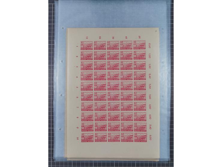 1945/46, postfrische Partie Bogen, in den Hauptnummern fast komplett, dabei 2 Bogen Mi. 72