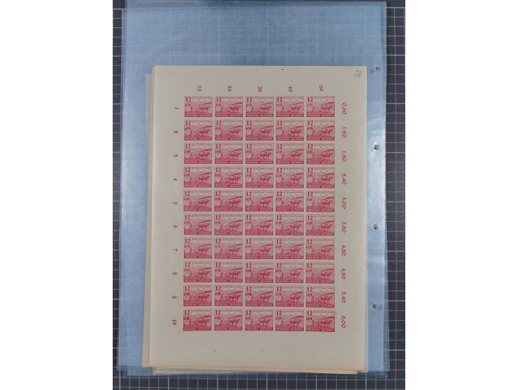 1945/46, postfrische Partie Bogen, in den Hauptnummern fast komplett, dabei 2 Bogen Mi. 72