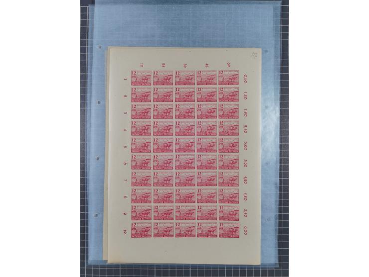 1945/46, postfrische Partie Bogen, in den Hauptnummern fast komplett, dabei 2 Bogen Mi. 72