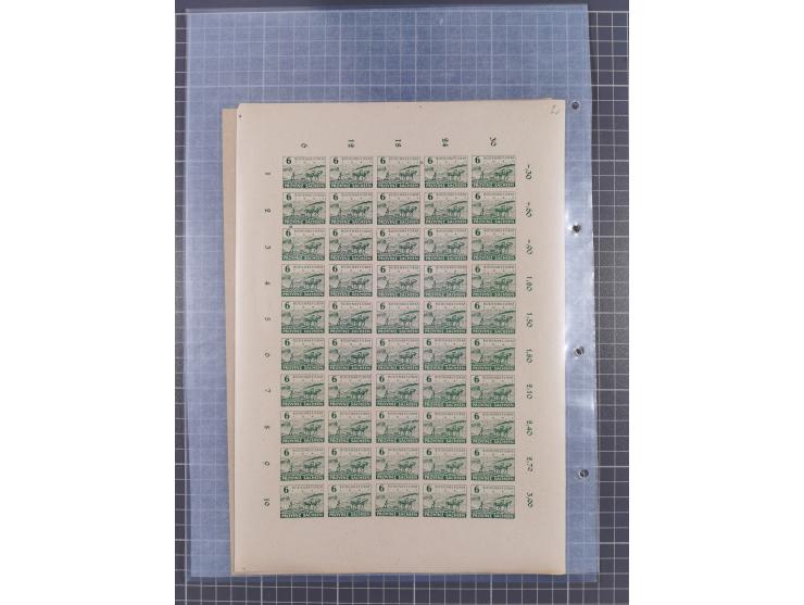 1945/46, postfrische Partie Bogen, in den Hauptnummern fast komplett, dabei 2 Bogen Mi. 72