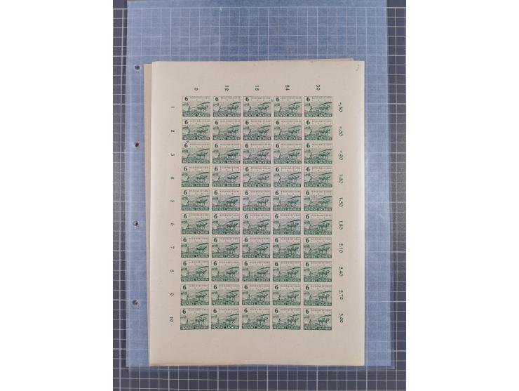 1945/46, postfrische Partie Bogen, in den Hauptnummern fast komplett, dabei 2 Bogen Mi. 72
