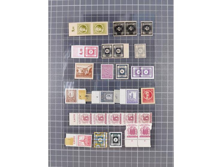 1945/48, postfrische, ungebrauchte und gestempelte Partie von Abarten, Farben und Besonderheiten, dabei Zwischenstege, ungezä