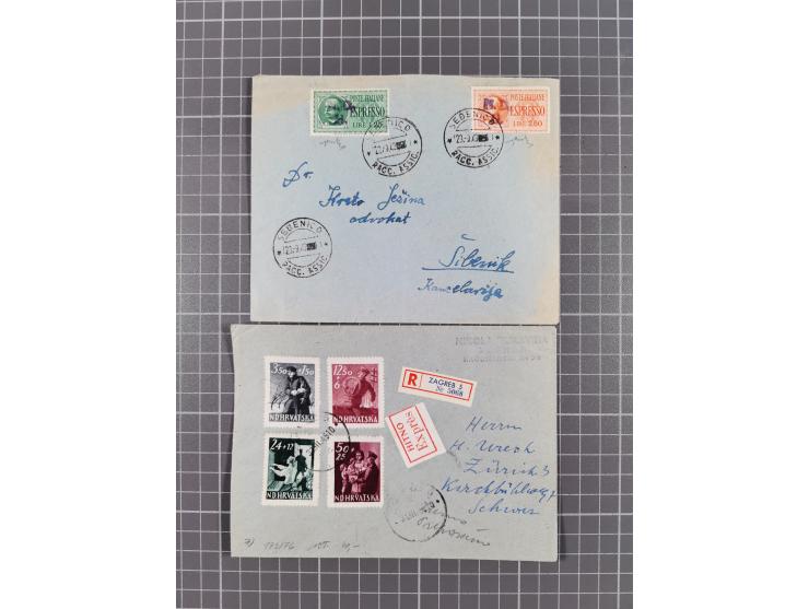 1941/45, small lot with u.o. Storm Division souvenir sheet from one of the minister book with gum faults in the corners, two 