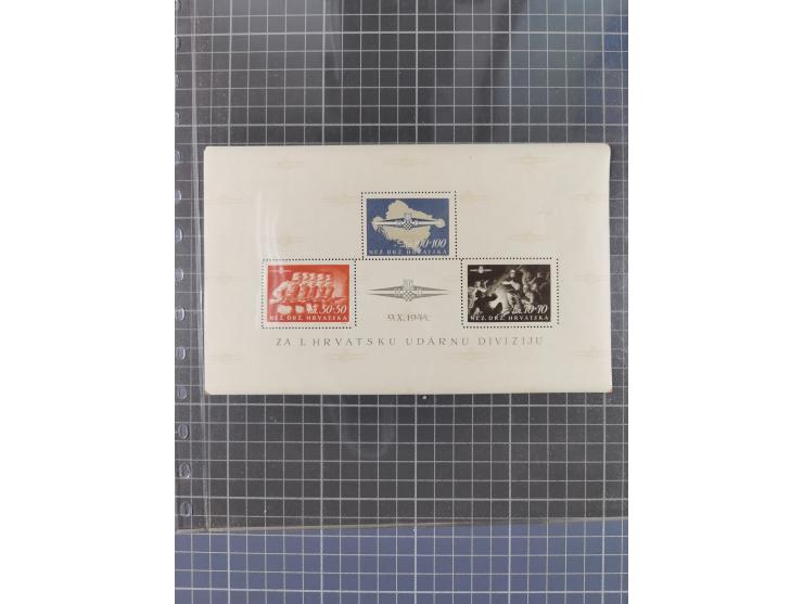 1941/45, small lot with u.o. Storm Division souvenir sheet from one of the minister book with gum faults in the corners, two 