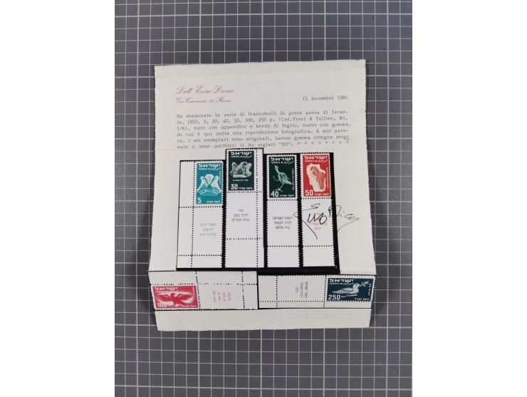 1948/51, small group of unused stamps including 1948 3 m.-65 m. New Year, horizontal tete-beche gutter pairs with plate nos.,