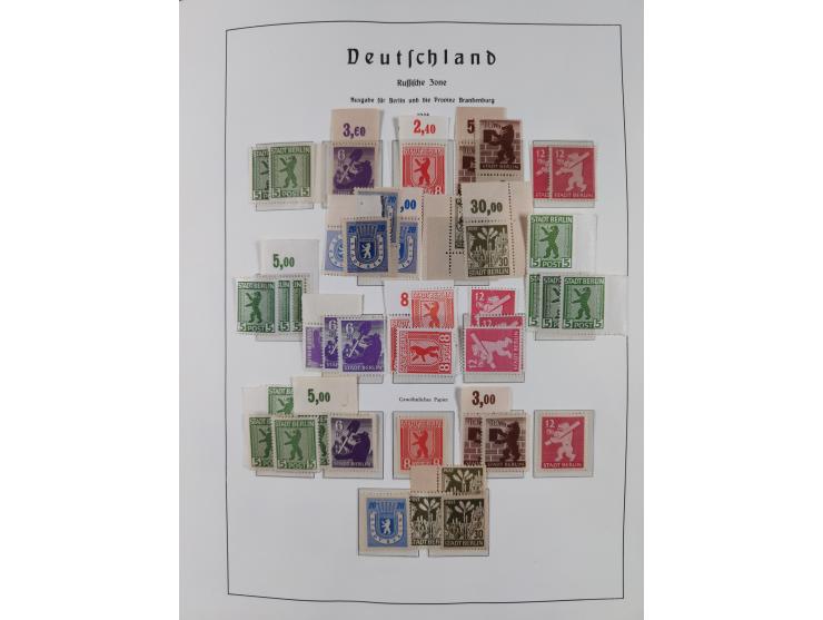 1945/49, in den Hauptnummern überkomplette fast ausschließlich postfrische Sammlung, dabei Postmeistertrennungen, ZD, Potscht