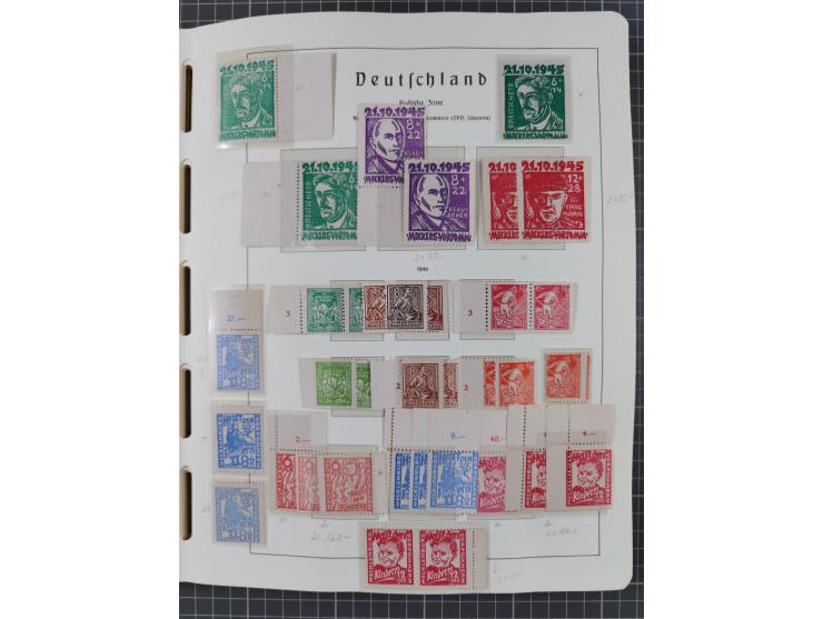 1945/49, in den Hauptnummern überkomplette fast ausschließlich postfrische Sammlung, dabei Postmeistertrennungen, ZD, Potscht