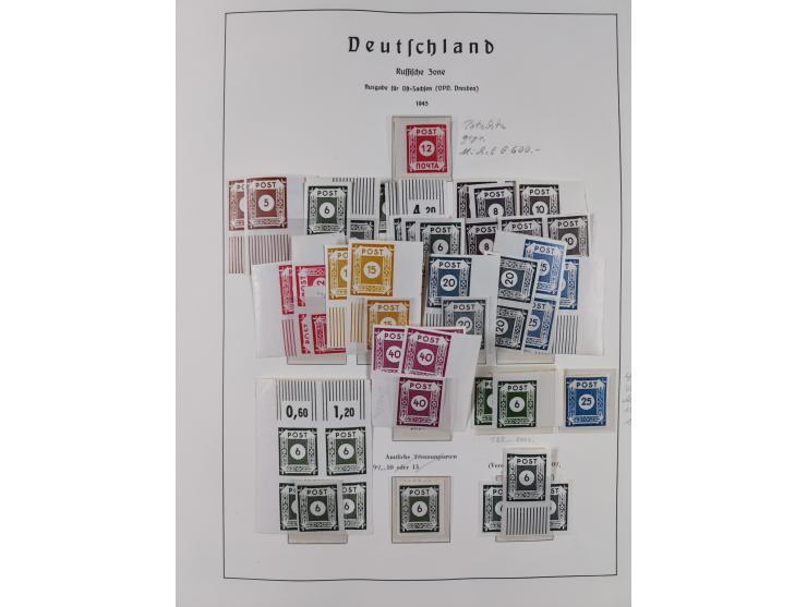 1945/49, in den Hauptnummern überkomplette fast ausschließlich postfrische Sammlung, dabei Postmeistertrennungen, ZD, Potscht