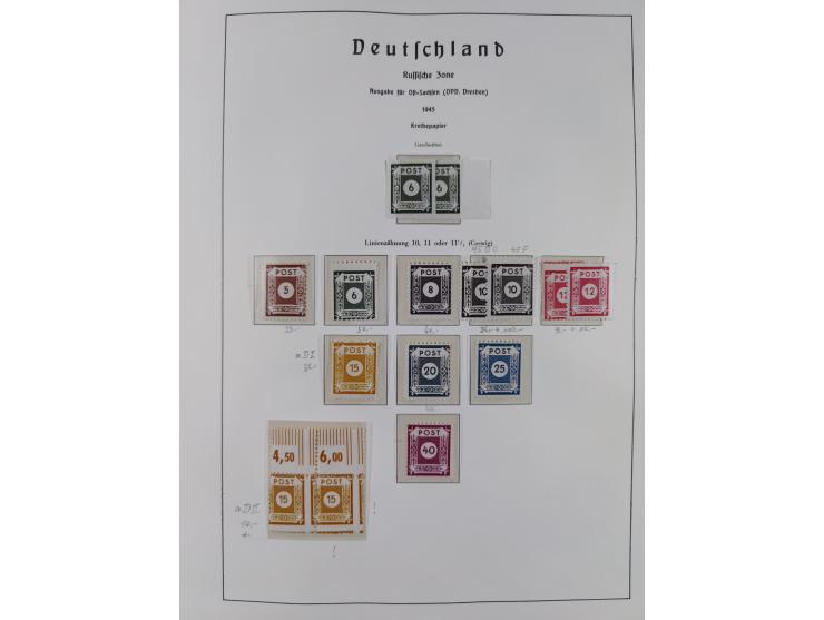 1945/49, in den Hauptnummern überkomplette fast ausschließlich postfrische Sammlung, dabei Postmeistertrennungen, ZD, Potscht