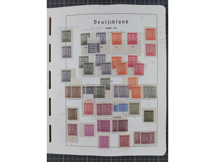 1945/49, in den Hauptnummern überkomplette fast ausschließlich postfrische Sammlung, dabei Postmeistertrennungen, ZD, Potscht