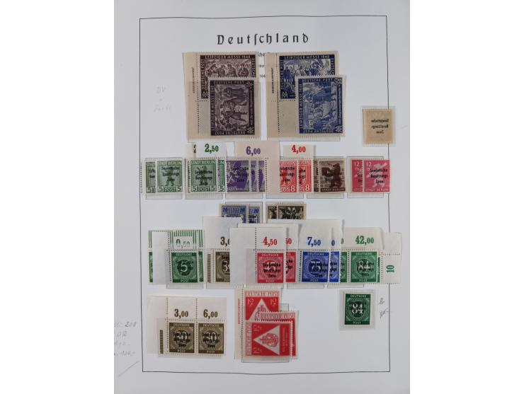 1945/49, in den Hauptnummern überkomplette fast ausschließlich postfrische Sammlung, dabei Postmeistertrennungen, ZD, Potscht