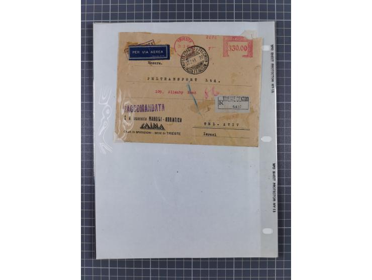 181848/1949, sechs interessante Briefe und eine Ganzsache aus TRIEST mit u.a. kpl. Faltbrief 1856 mit 6 Kr.-Frankatur und L2 