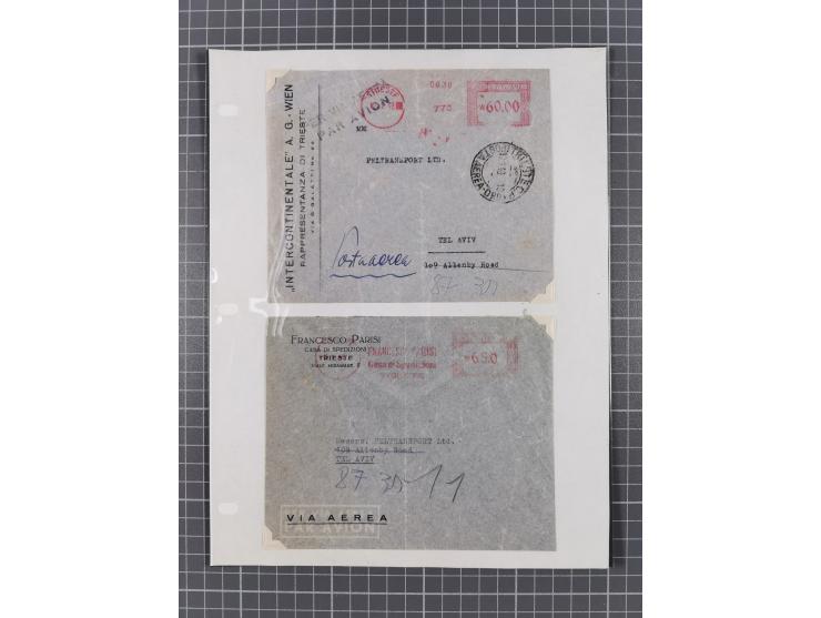 181848/1949, sechs interessante Briefe und eine Ganzsache aus TRIEST mit u.a. kpl. Faltbrief 1856 mit 6 Kr.-Frankatur und L2 