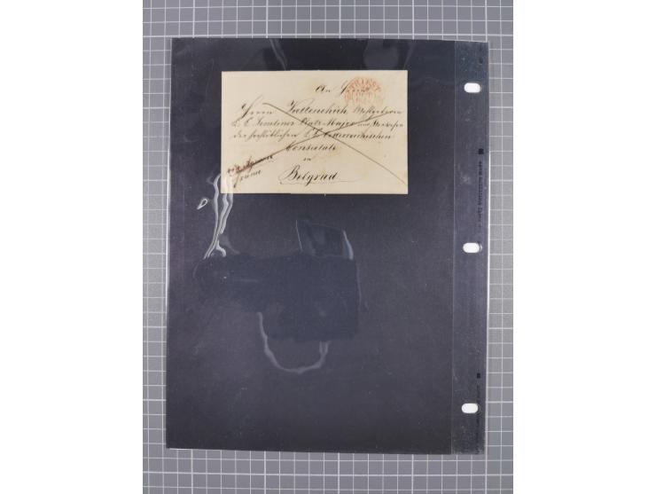 181848/1949, sechs interessante Briefe und eine Ganzsache aus TRIEST mit u.a. kpl. Faltbrief 1856 mit 6 Kr.-Frankatur und L2 