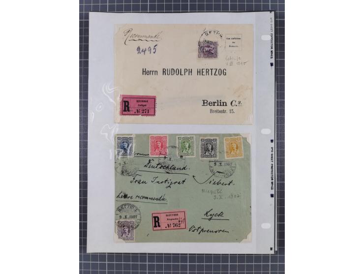 1891/1913, collection with 30 covers and cards, with many registered covers, postal stationeries with additional franking and