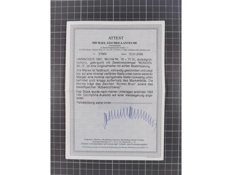1851/67 (ca.), ungebrauchte und gestempelte kleine Partie besserer Werte, dabei Württemberg Mi. 3b, 5 und 10 a je ungebraucht