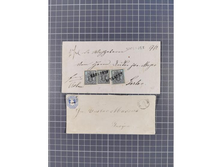 1850/72, 10 frankierte Briefe und Ganzsachen, dabei Braunschweig Mi. 5 auf Drucksache, Bremen Mi. 14, Preußen Mi. 20-21 in Mi