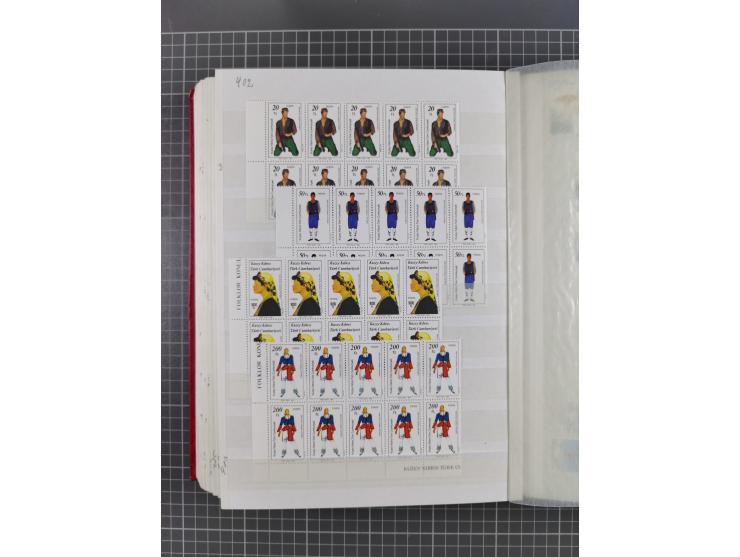 1974/99, Large stock in album, mainly mint never hinged, including blocks of four and part sheets, miniature sheets and in so