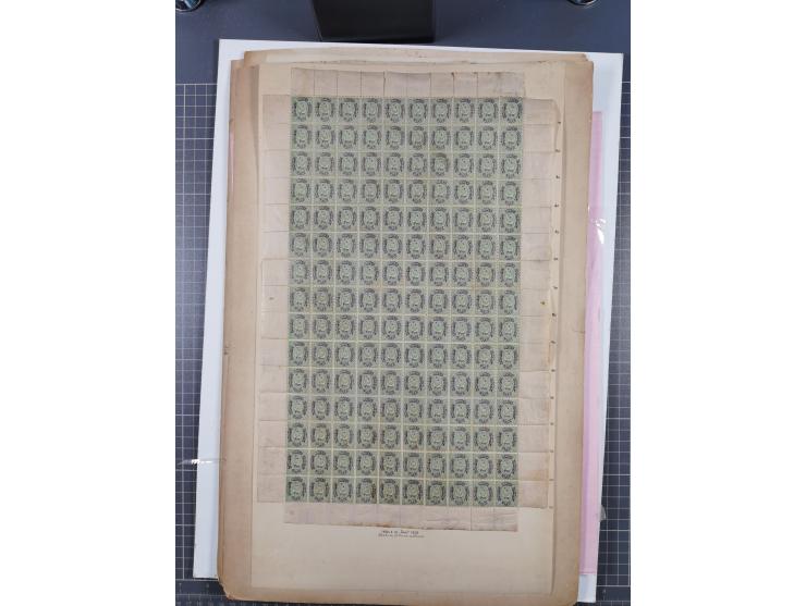 1876, Duloz four complete sheets in large folder, including 5 Pres,½ Pres, ¼ Pres, 1¼ Pres. (Mi.22-24, 26), most fine, few pe