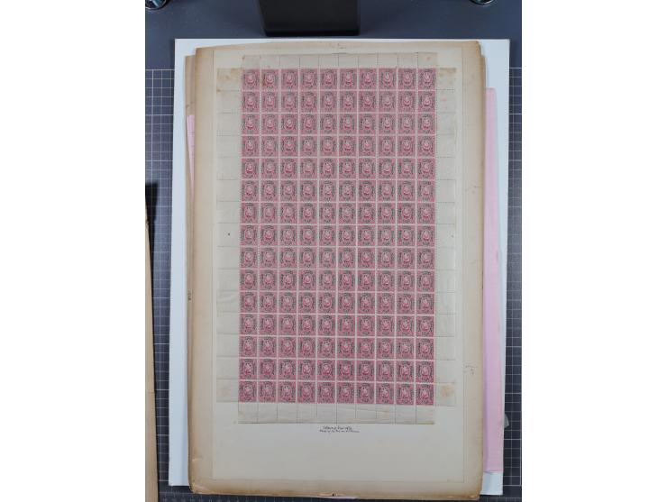 1876, Duloz four complete sheets in large folder, including 5 Pres,½ Pres, ¼ Pres, 1¼ Pres. (Mi.22-24, 26), most fine, few pe