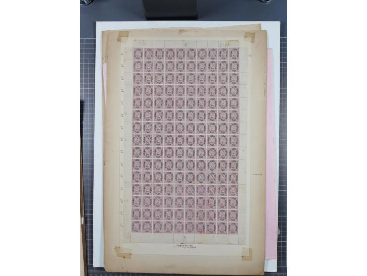 1876, Duloz four complete sheets in large folder, including 5 Pres,½ Pres, ¼ Pres, 1¼ Pres. (Mi.22-24, 26), most fine, few pe