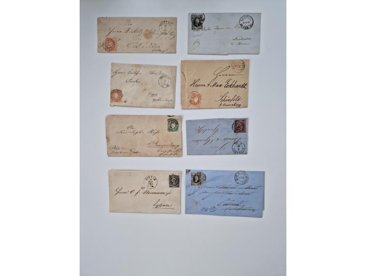 1852/67 (ca.), alte Partie von rund 180 Briefen und Ganzsachen (plus einige Vorderseiten), dabei bessere Stempel wie "MEHLTHE