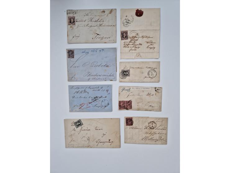 1852/67 (ca.), alte Partie von rund 180 Briefen und Ganzsachen (plus einige Vorderseiten), dabei bessere Stempel wie "MEHLTHE