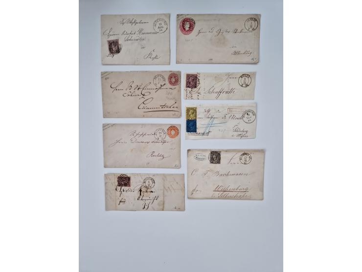 1852/67 (ca.), alte Partie von rund 180 Briefen und Ganzsachen (plus einige Vorderseiten), dabei bessere Stempel wie "MEHLTHE